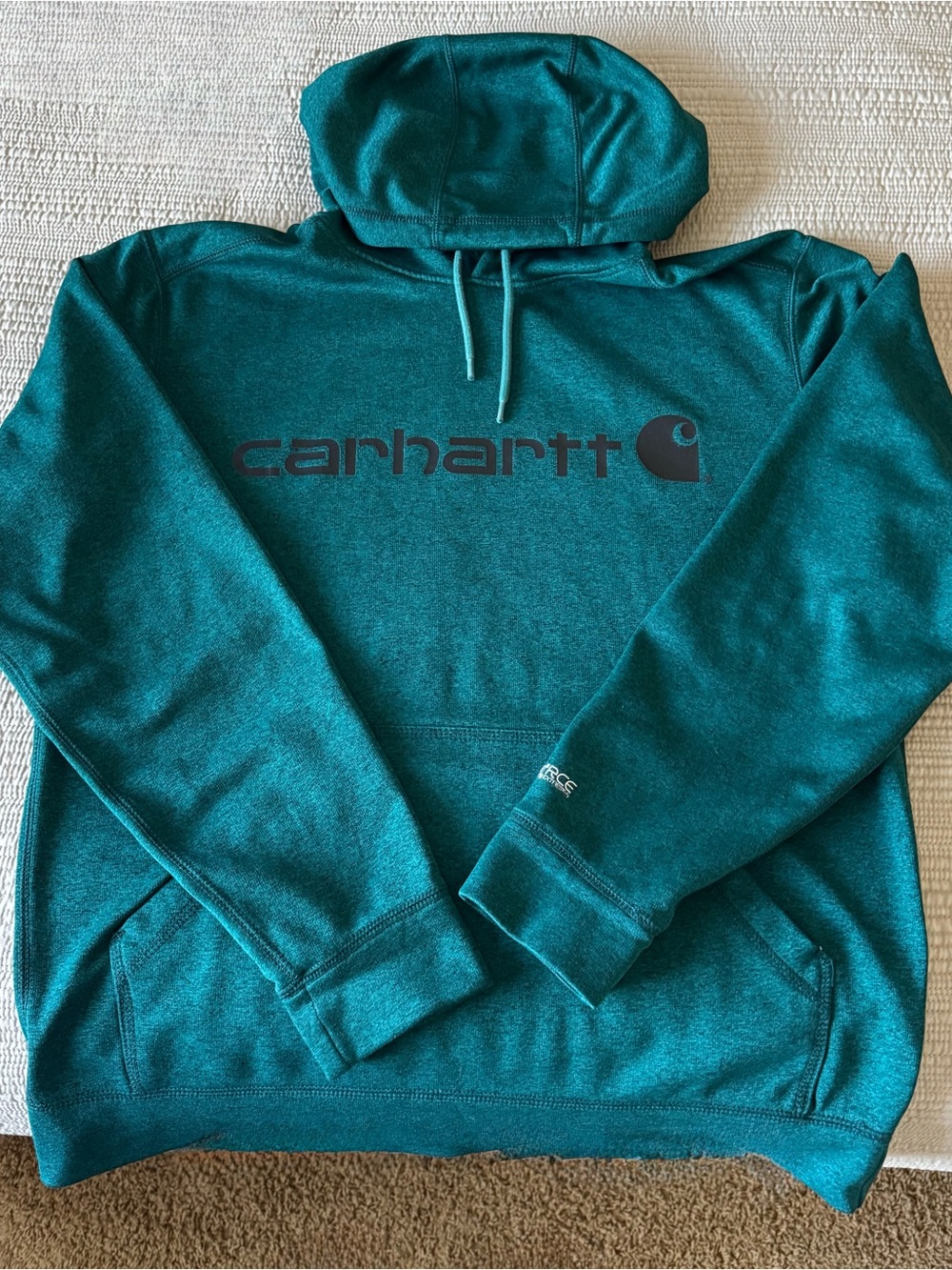 Carhartt Men's Teal Crewneck Hoodie with Logo